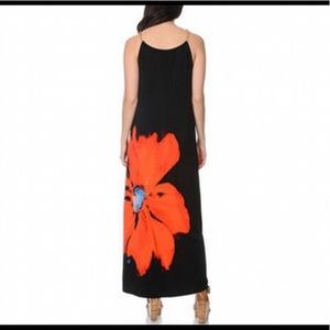 Maxi dress red flower and gold straps